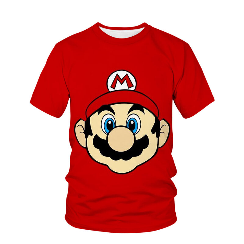 2024ฤดูร้อน Super Mario Bros. เสื้อยืดแขนสั้นฮิปฮอประบายอากาศเท่ๆเด็กวัยรุ่นลำลอง3D เหมือนกันเสื้อยืดลำลอง