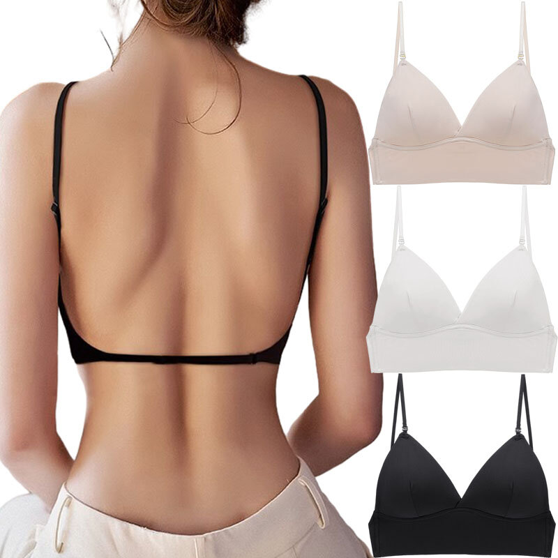 Sexy Women Lingerie Backless Bras Invisible Underwear Deep V Low Cut Push Up Bra Intimates Female Breathable Bralette Thin Bras