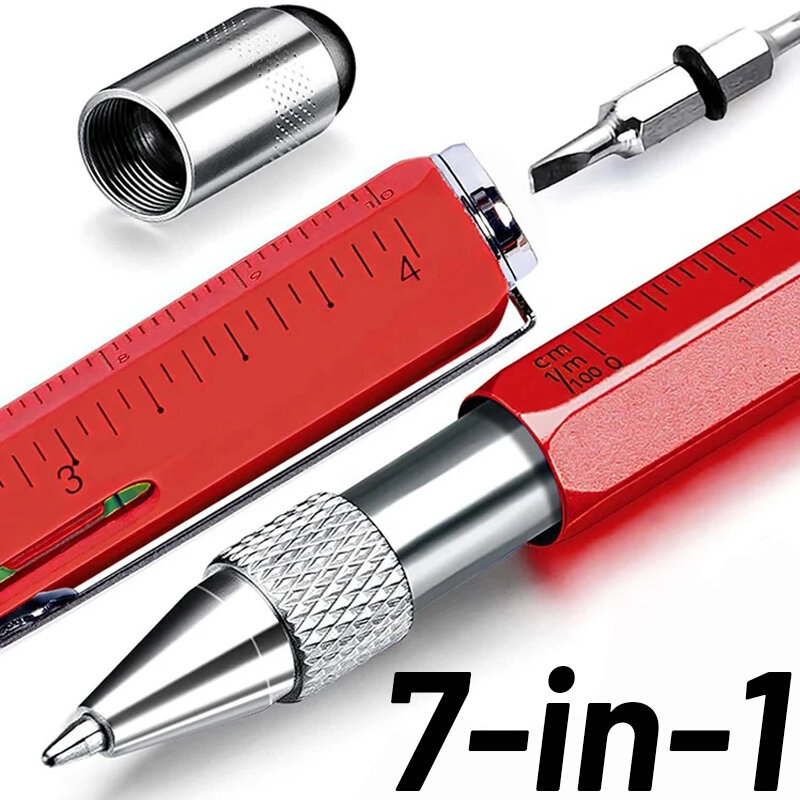 Multifunktion aler kapazitiver Stift mit Schrauben dreher Wasserwaage Kugelschreiber Handy Bildschirm Touch Gadgets Bauwerk zeuge