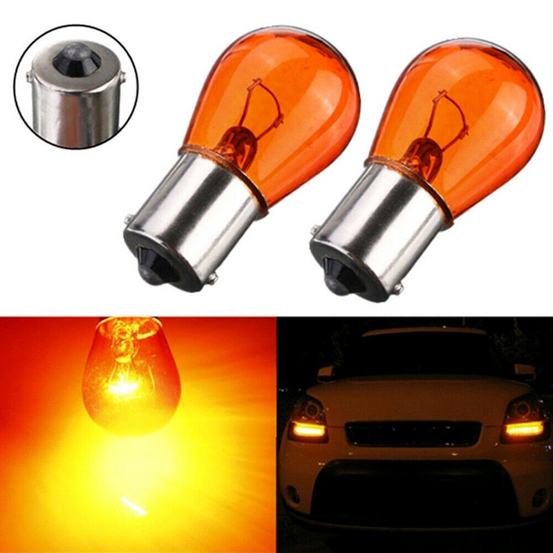 Bombillas halógenas de luz ámbar para coche, indicador de rotura de estacionamiento y giro, lámpara de 21W, DC12V, PY21W 1156 BA15S 581, 2 uds.