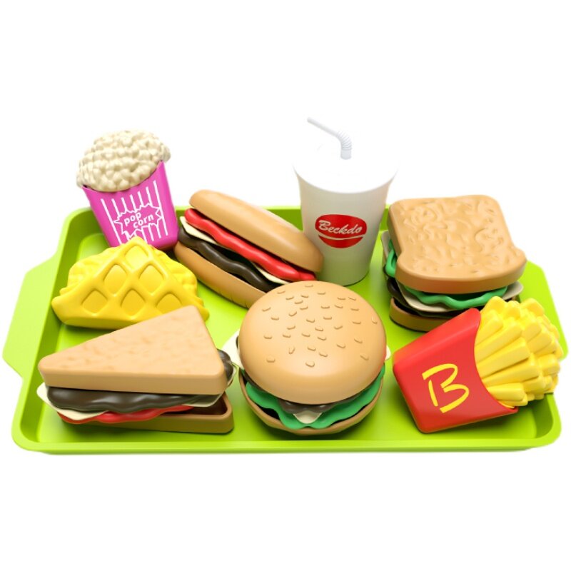 Criativo Mini Pretend Play Cozinhar Brinquedos, Hamburger Hot Dog DIY Set, Play House, Simulação de Alimentos, Cozinha Montar Kit