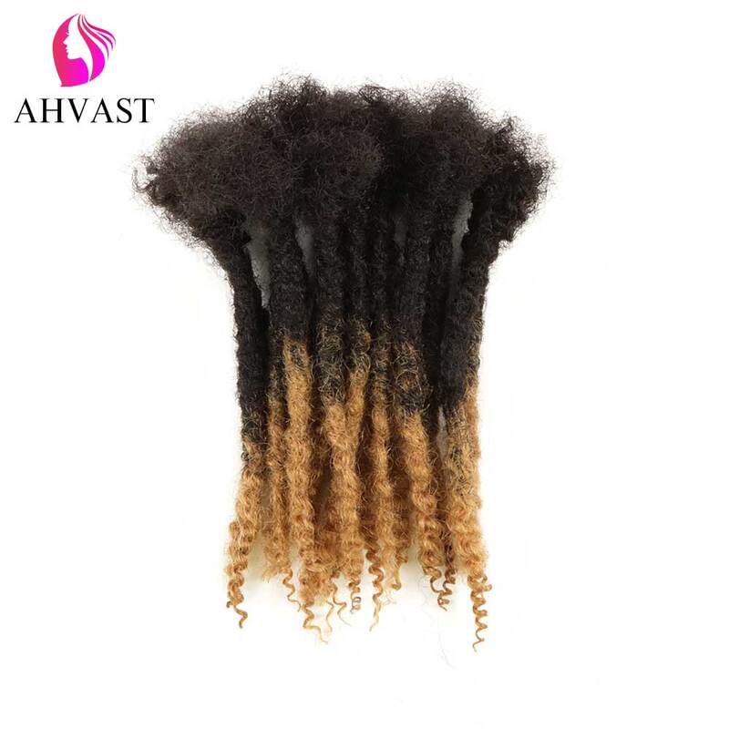 Ahwide Ombre ekstensi rambut manusia Loc bertekstur warna ekstensi rambut manusia gimbal ujung longgar rambut palsu ujung melingkar keriting renda 0.6cm