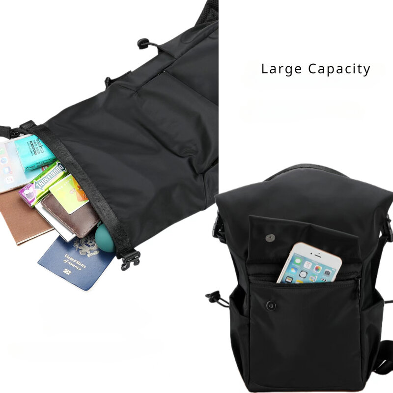 Large Size Travel Chest Bag for Men Waterproof Nylon Crossbody Bags Minimalist Shoulder Bags Vintage Sling Bags Backpack