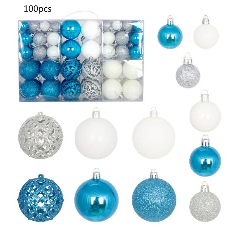 X6HD 100 Stück wiederverwendbare Weihnachtskugeln, Weihnachtsbaum-Hängeornamente, Kugeln, perfekt für festliche Heimdekoration