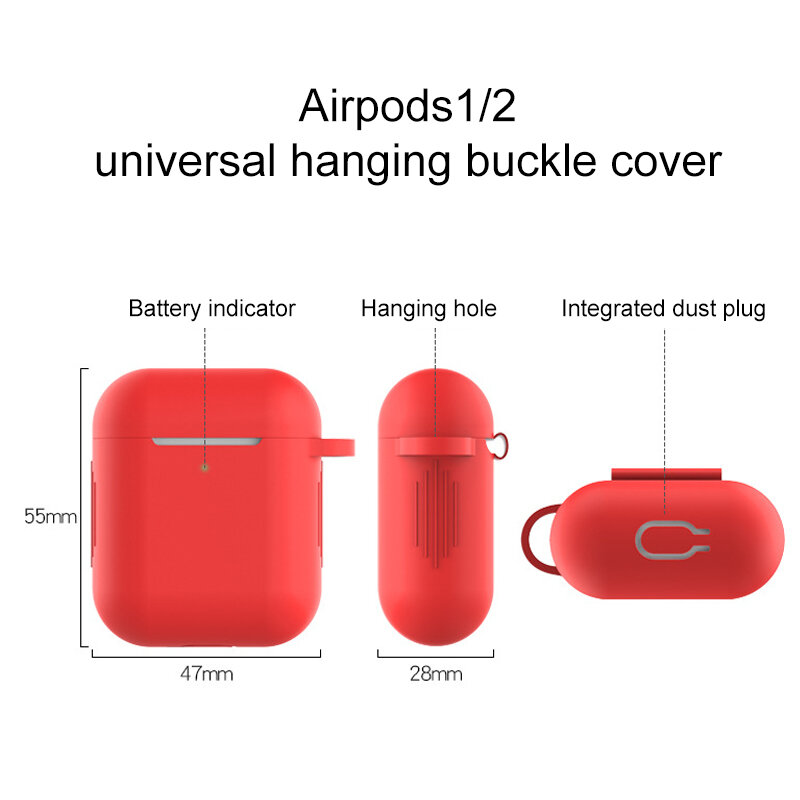 Casing silikon untuk Airpods 1/2, penutup pelindung Earphone nirkabel mewah, wadah Anti jatuh dengan kait aksesori Headphone