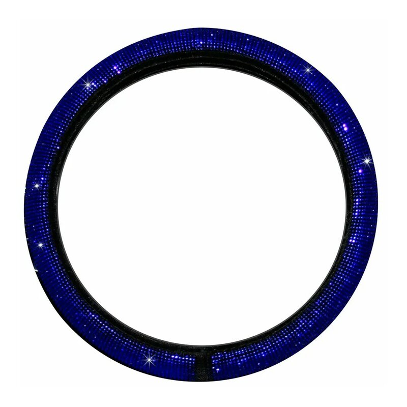 Coprivolante per auto con strass nero peluche blu moda aggiornamento universale 1 X accessori cristallo durevole