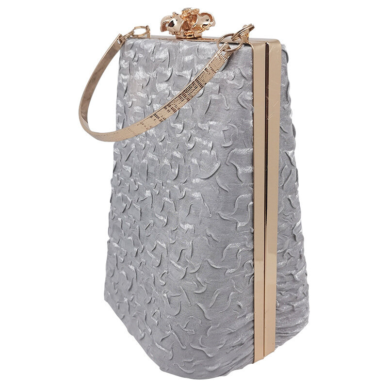Clutches For Women 2022 New Luxury Purse Handbags Designer Bags Pleated Evening Bag Metal Flower Decor Bolso fiesta clutch