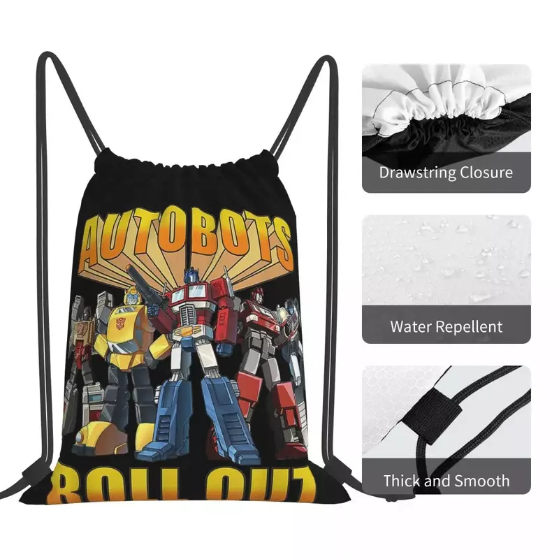 Transformers Autobots Backpacks Casual Portable Drawstring Bags Drawstring Bundle Pocket Storage Bag Book Bags For Travel School