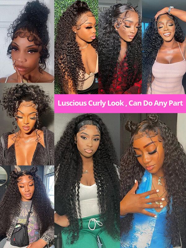 13x6 Lace Frontal Human Hair Wig Deep Wave 40Inch HD Lace Front Wigs Water Wavy Curly Human Hair Brazilian Wig On Sale Glueless