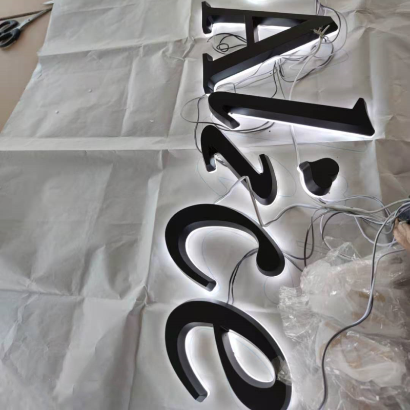 Custom made 3D mini acrylic LED letters shop signs, back lit acrylic LED letters business signboards for facade decoration