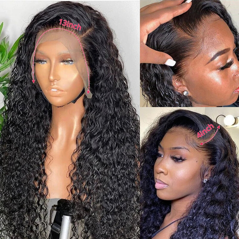 Deep Wave Frontal Wig For Women 13x6 Hd Lace Frontal Wig PrePlucked Wigs 13x4 Water Wave Lace Front Wig Curly Human Hair Wigs