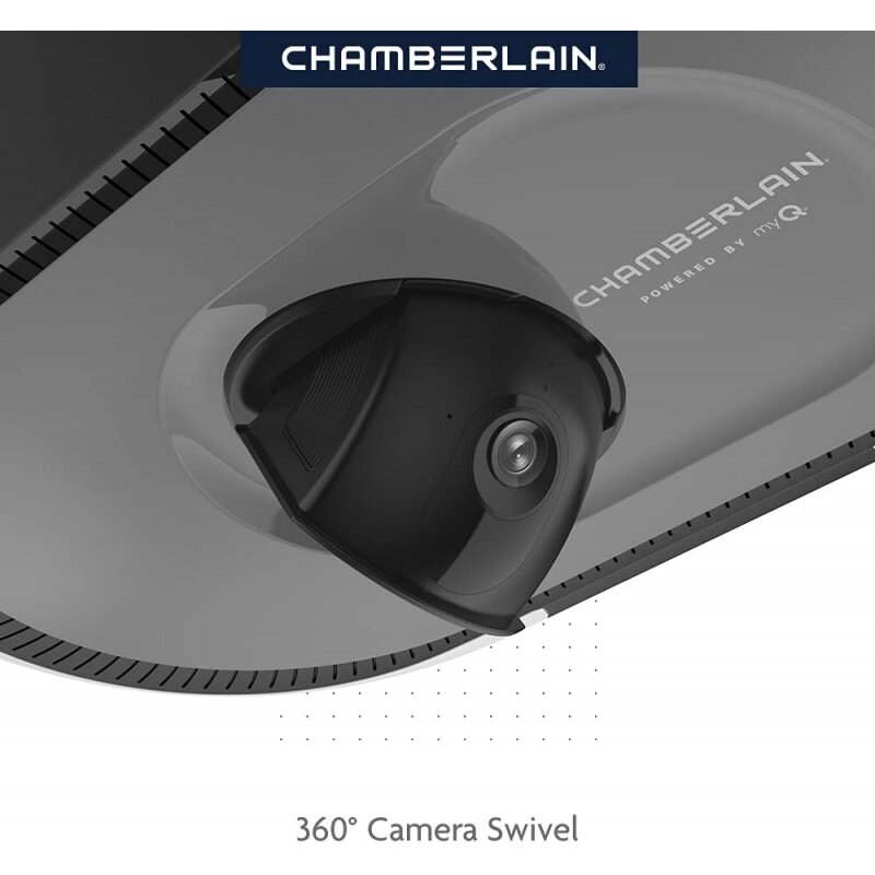 Chamberlain B4643T Cámara inteligente integrada, dispositivo controlado por teléfono inteligente myQ, Ultra silencioso, fuerte transmisión por correa, abridor de puerta de garaje azul