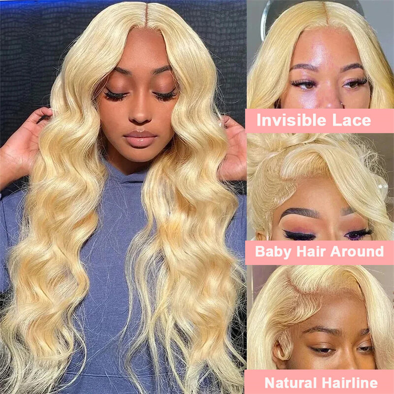 38 Inch 613 Hd Lace Frontal Wig  Blonde Lace Front Wig Human Hair 13x4 Honey Blond Body Wave Human Hair Colored Wigs For Women