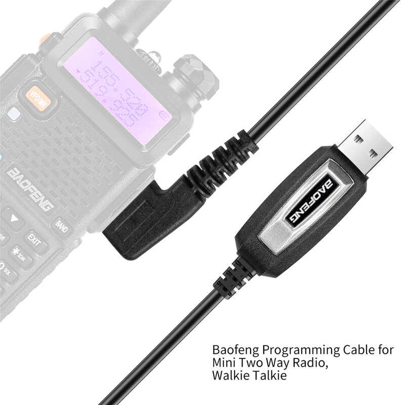 Cabo de programação USB impermeável sem driver Firmware, Walkie Talkie Connector Wire, apto para BAOFENG UV5R, 888s
