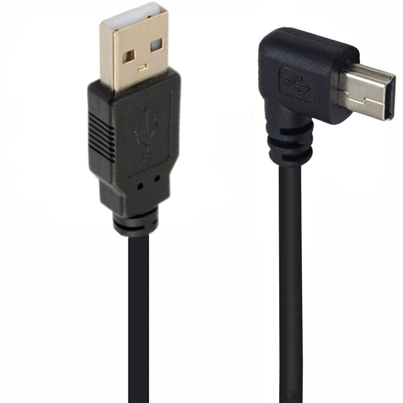 Câble USB 2.0 mâle vers mini USB vers vers vers le bas, angle droit 90, résistant, 0.25m, 0.5m, 1.5m, 3m, pour appareil photo MP4, tablette, téléphone, charge et données