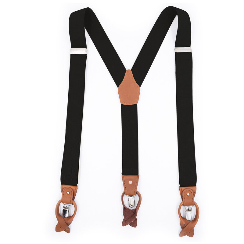 Man's Suspenders Fashion Braces Genuine Leather Suspenders Suspensorio Trousers Strap Father/Husband's Gift 3.5*120cm