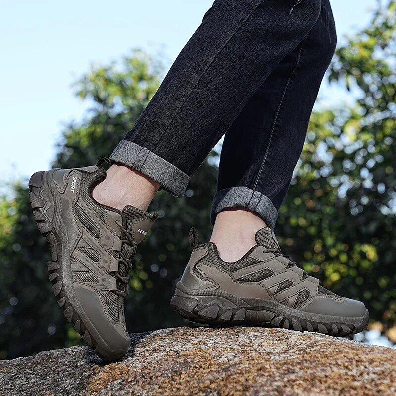 Nowe wiosenne męskie buty górskie na zewnątrz sneakersy antypoślizgowe męskie trampki modne oddychające siatkowe buty męskie na co dzień do chodzenia