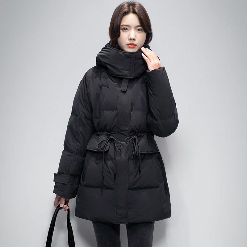Chaqueta de plumón de pato para mujer, abrigo holgado de Corea del Sur, blanco cálido, invierno, 2022