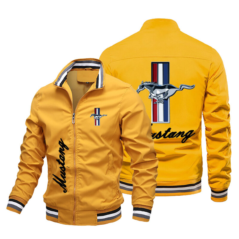 2023 Brand Printing Baseball Jacket Men's Casual Round Collar Aviator Jacket Men's Fall High-quality Slim Mustang Men's Jacket