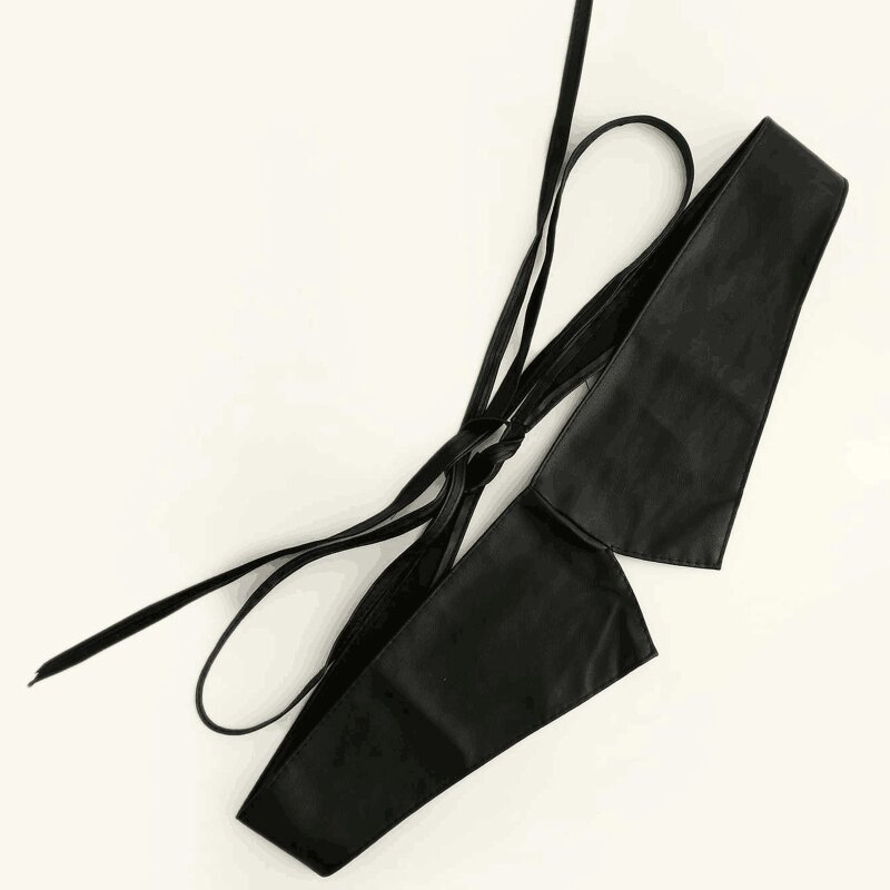 Espartilho couro PU retrô Cinto elástico cintura larga com cinto ajustável