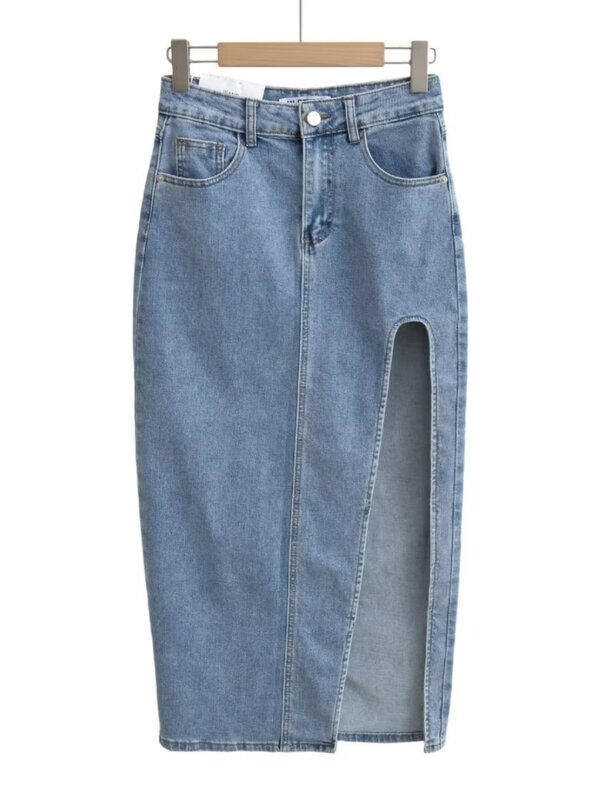 Демисезонная джинсовая юбка, привлекательная Женская юбка