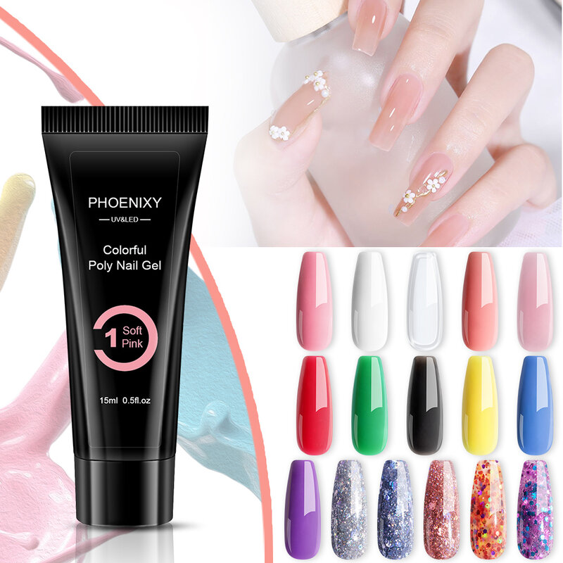 Phoenixy Poly Nail Gel For Nails Extension Semi Permanent Acrylic Gel Varnish Quick Building Gel Polish Poly Nail Gel Extension