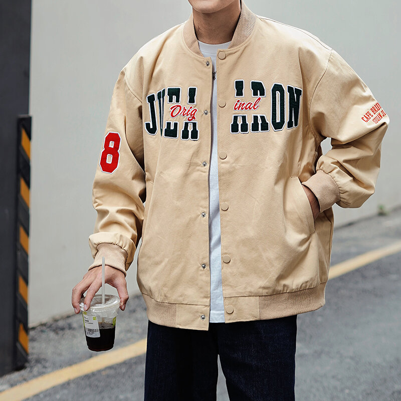 Куртка-бомбер мужская хлопковая составного кроя в стиле хип-хоп