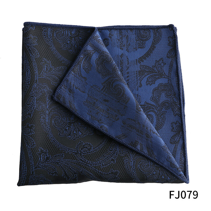 Luxury 25.5*25.5CM Men's Handkerchief Vintage Navy Blue Stripe Floral Paisley Pocket Square Fashion Men Wedding Chest Towel