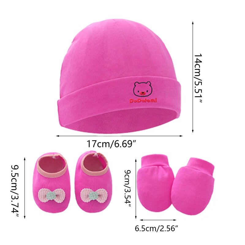 Baby Anti-Kratz-Handschuhe, Mütze, Fußabdeckung, Set aus weicher Baumwolle, für Neugeborene, Fäustlinge, Socken