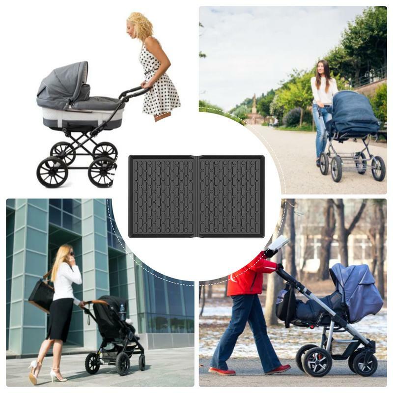 All Weather Floor Mats TPE Silicone All Weather Mat For 2 Seater Stroller Folding Protective Floor Mat Stroller Cart Mat To