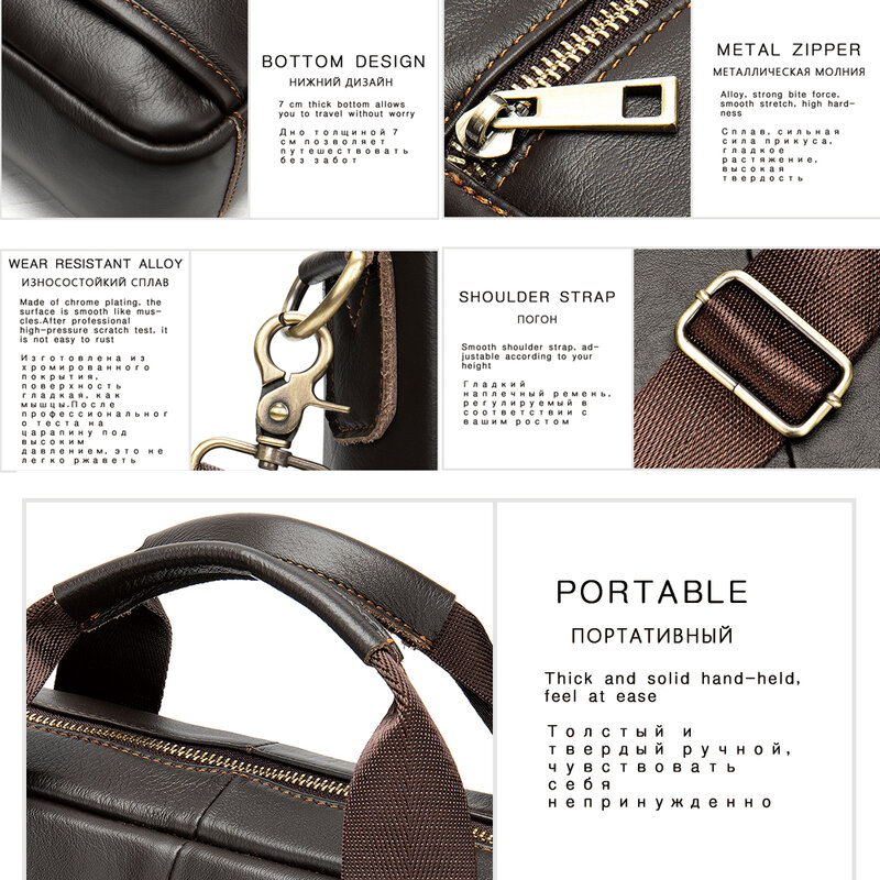 WESTAL-maletines de piel auténtica para hombre, bolso de mensajero para ordenador portátil de 14 pulgadas, para oficina y negocios, 8572