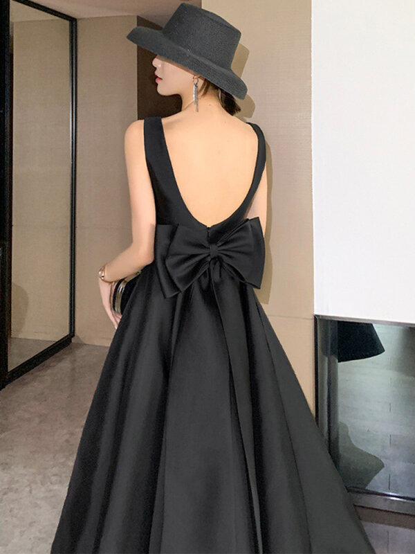 Sexy Backless Big Bow-tie Evening Guest Long Party resses per le donne 2024 elegante Prom Birthday Size and Color può essere personalizzato