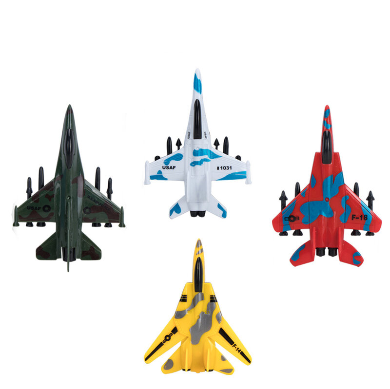 Camuflagem modelo militar de brinquedo para crianças, mini avião, carro puxado, quebra-cabeça brinquedos, presentes do menino, lutador, 2pcs