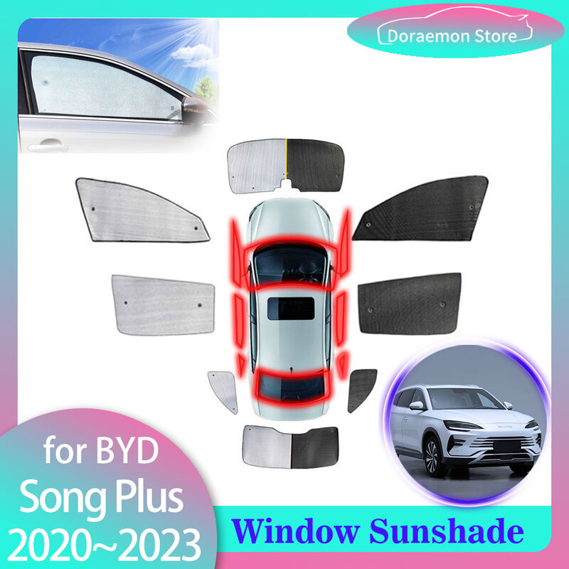 تغطية كاملة واقيات للشمس لـ BYD Song Plus EV 2020 ~ 2023 2021 2022 حاجب من النافذة الأمامية حاجب من الشمس واقي من الزجاج الأمامي ملحقات السجاد