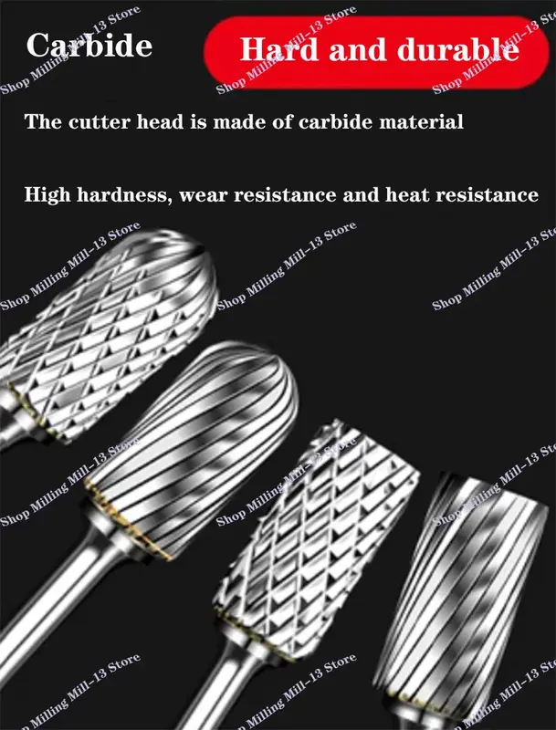 Tungsten Carbide Milling Cutter, Rotary Tool Burr, Double Diamond Cut Rotary Tools, Moagem elétrica, Novo, 3x3mm, 6mm Shank