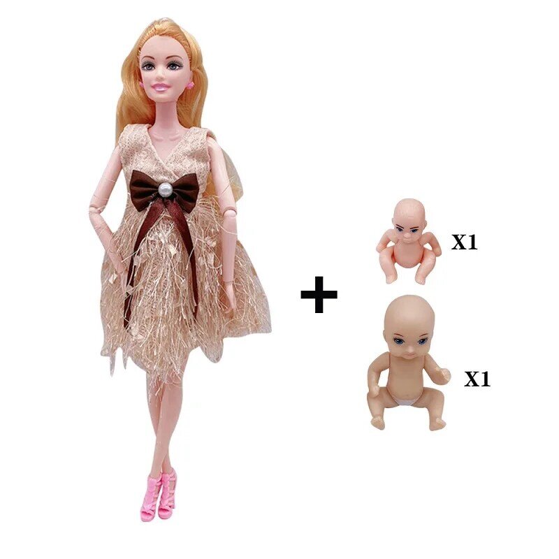 Diskon Besar Boneka Hamil 11.5 Inci Ibu Memiliki 2 Buah Bayi Di Perutnya dengan 1 Buah Pakaian Boneka Pendidikan Mainan Perempuan untuk Hadiah Barbie