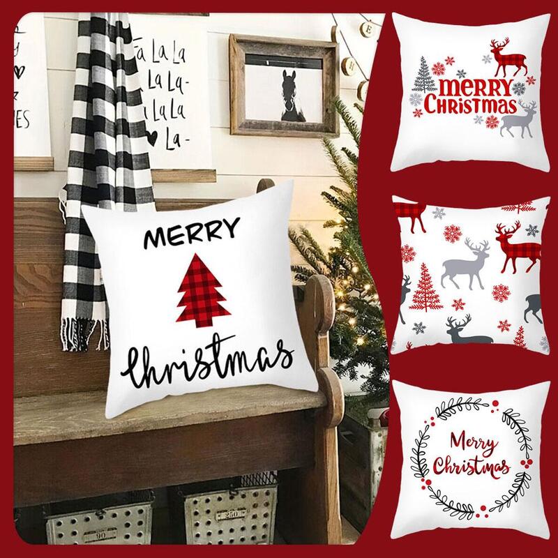 Christmas Cushion Cover Merry Christmas Decor For Home 2023 Navidad Pillowcase Cristmas Ornaments Xams Gifts New Year Decor P4M4