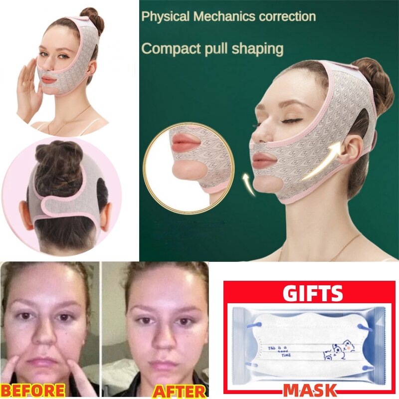 Chin Up Masker V Line Shaping Gezichtsmaskers Beeldhouwen Tight Face Mask Slaapverband Afslankband Hoge Elastische Riem