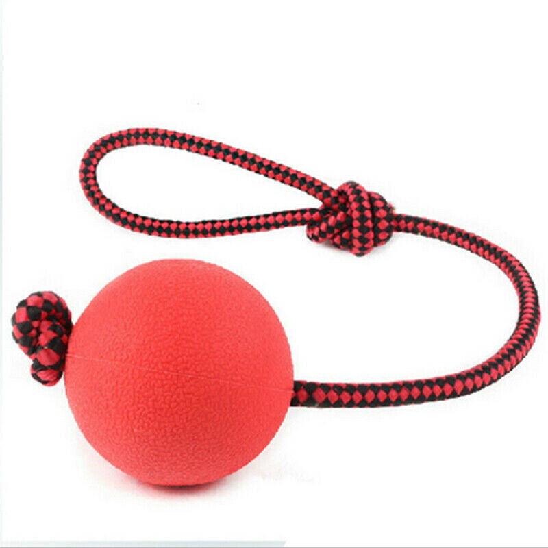 Elastic Dog Training Ball, Pet brinquedo de borracha sólida resistente à mastigação, corda vermelha, 7cm