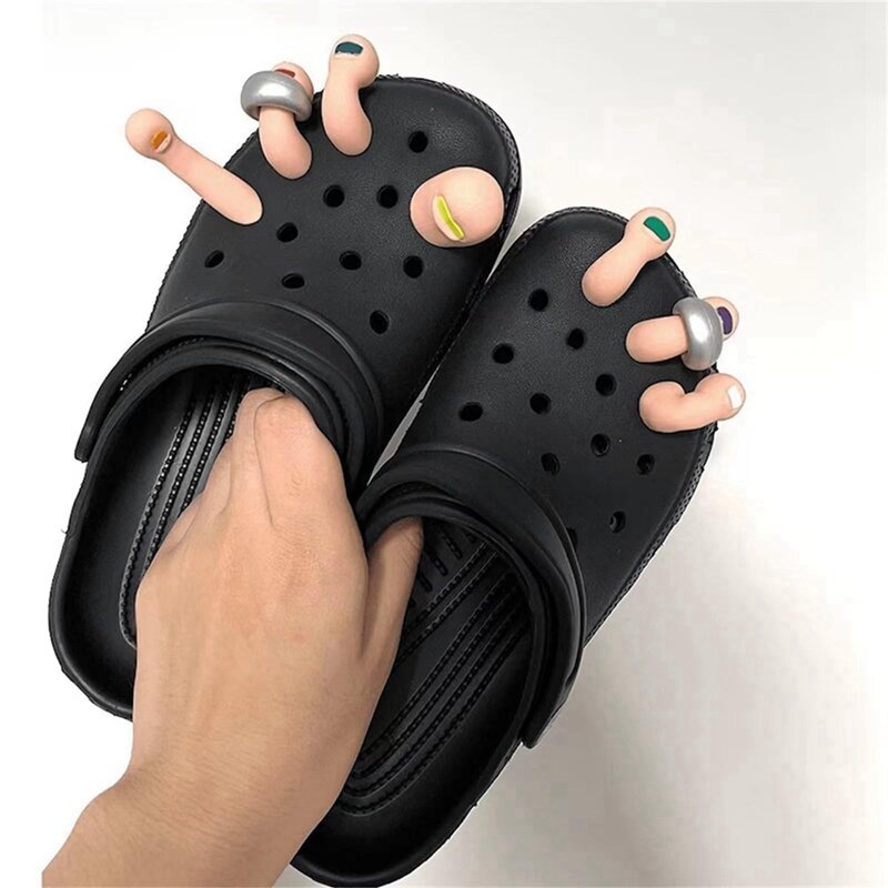 Set hiasan jari 3D, sandal selop gelembung clocs 3D, 7 buah hiasan sepatu lucu untuk anak-anak dan dewasa