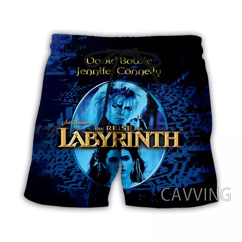 CAVVING-Shorts casuais de praia para homens e mulheres, streetwear labirinto 3D, shorts de suor, verão, F01
