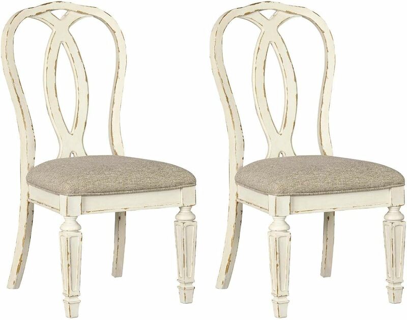 Подпись, дизайн Эшли рейлин, французский кантри, обеденный стул с лентой сзади, 2 штуки, стружки, белый