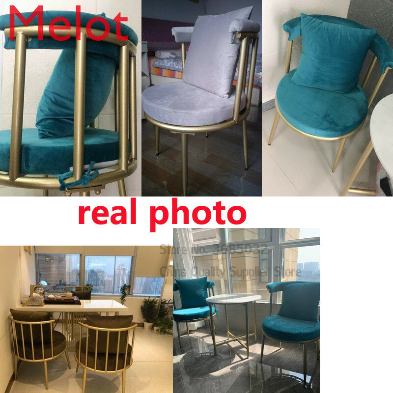 Silla moderna de ocio de lujo, sillón de comedor dorado, tocador de maquillaje, respaldo de moda, sillón de cafeteria