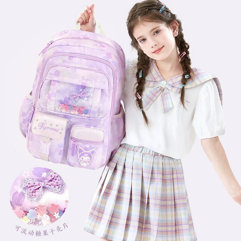 Sanrio-mochila escolar Clow M para estudiantes, mochila de dibujos animados de gran capacidad, protección de la columna vertebral, niños