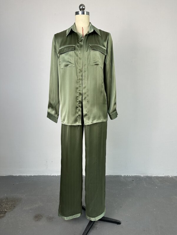 Camicia stampata oversize minimalista, alla moda e ampia da donna, pantaloni a gamba larga, Set Casual