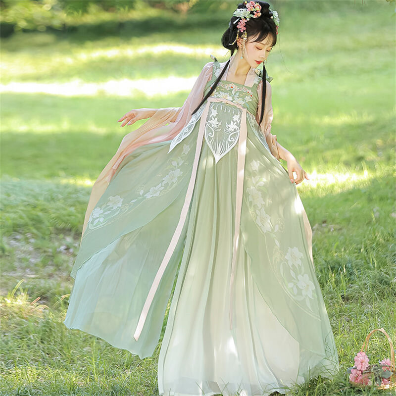 تانغ سلالة فستان خمر للنساء ، تأثيري ، هانفو الصينية ، خرافية ، القديمة ، أنيقة ، مرحلة الأميرة ، الرقص ، مجموعات الصينية