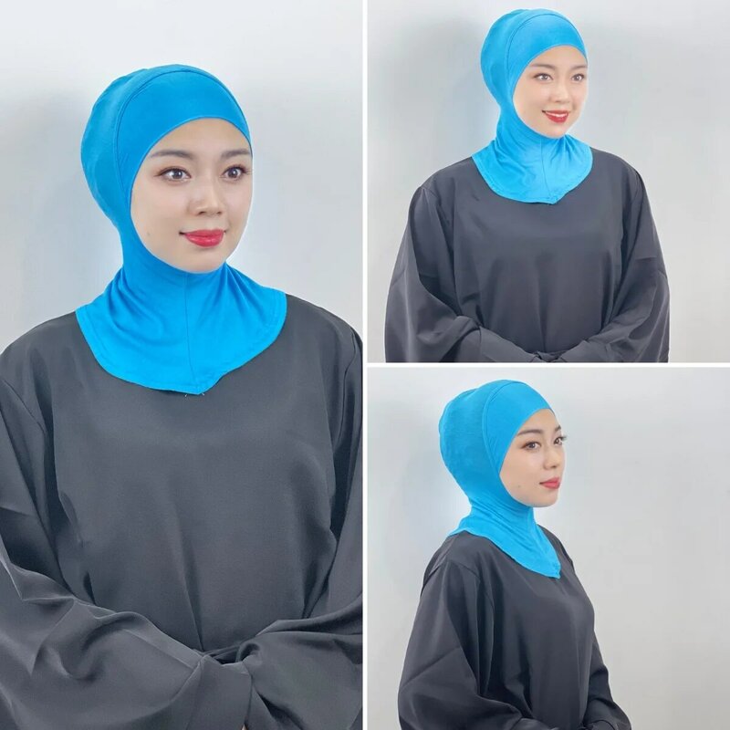 Hijab Muslim Islami Solid Mudah Nyaman Sorban Modal Mercerisasi Topi Wanita Muslim Full Wrap Penutup Leher Multiwarna