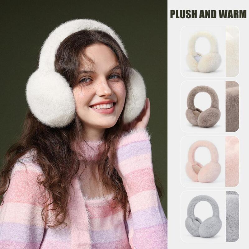 Earmuffs de imitação de pele de coelho para mulheres, Earmuffs femininos, elegantes e quentes, capas dobráveis, atividades ao ar livre, inverno
