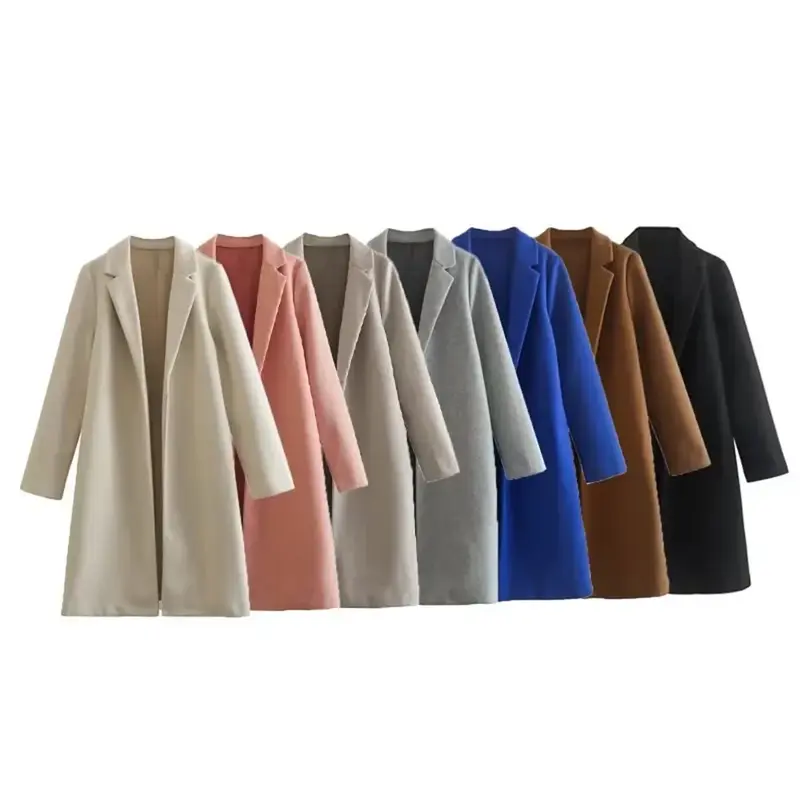 Jaket wol multiwarna wanita, atasan Luaran Lengan Panjang Vintage modis baru musim dingin 2023