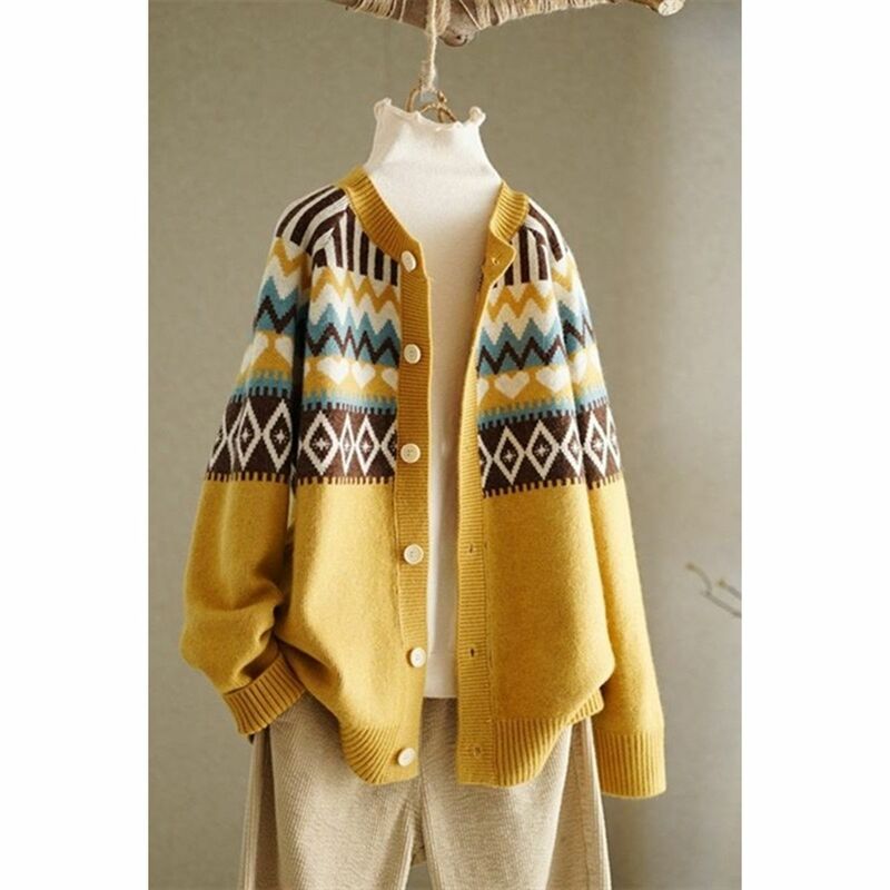 Vintage O-Neck Design sweter z dzianiny w stylu Casual dla kobiet moda 2022 nowy nadruk koreański moda damska odzież jesienne topy